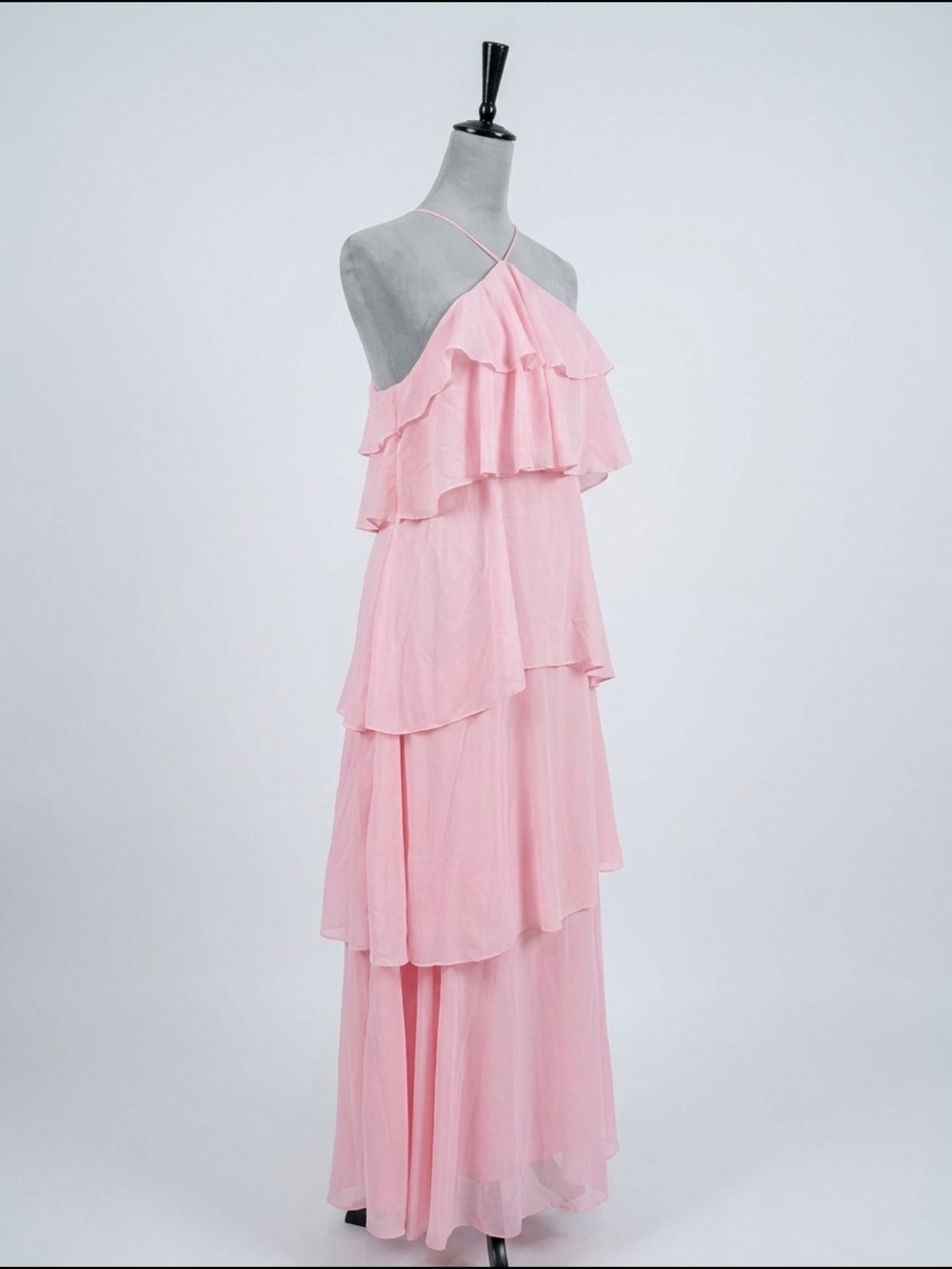 Blush Pink Halter Tiered Maxi Dress